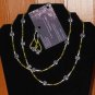 Item 141- 35" Serpentine, carnelian agate, glass & Tibetan silver necklace. With earrings.