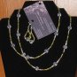 Item 141- 35" Serpentine, carnelian agate, glass & Tibetan silver necklace. With earrings.