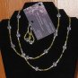 Item 141- 35" Serpentine, carnelian agate, glass & Tibetan silver necklace. With earrings.