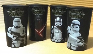 Star Wars The Force Awakens 2015 Episod VII Set of 4 Theatrical Movie Cup Pepsi