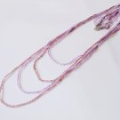 Three trands colorful violet tiny beads multi-layers long necklace