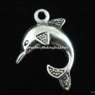 4 Dolphin Charms - 32mm - Silver Tone - Free Shipping!
