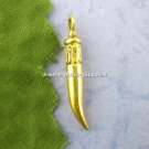 4 Italian Horn Charms, Pendants - Gold Tone - 25mm - FREE SHIPPING!