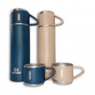 Stainless Steel Thermal Tumbler Portable Insulated Versatile, Lid & 2 Cups Perfect Promotional Gift