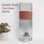 230ml Double Wall Tea Glass Bottle with Stainless Steel Filter Tea Maker