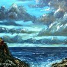 oil beach blue painting fine art print