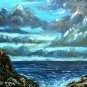 oil beach blue painting fine art print