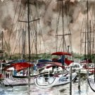 sailboats at night fishing art print