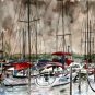 sailboats at night fishing art print