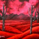 southwestern oil painting red cactus abstract art print
