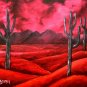 southwestern oil painting red cactus abstract art print