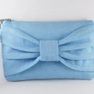 Big Bow ( Blue )-iPhone Purse, Cell Phone Wristlet, Camera Bag, Cosmetic Bag, Zipper Pouch