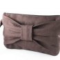 Big Bow ( Brown ) - iPhone Purse, Cell Phone Wristlet, Camera Bag, Cosmetic Bag, Zipper Pouch