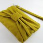 Big Bow ( Mustard ) - iPhone Purse, Cell Phone Wristlet, Camera Bag, Cosmetic Bag, Zipper Pouch