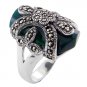 Green Aventurine with Marcasite Ring