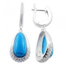 Turquoise and White CZ Earrings New