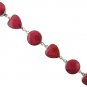 Red Coral Sterling Silver Heart and Round Bracelet
