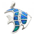 925 Sterling Silver Natural Opal Fish Pendant