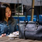 OUOVO Smile Black Genuine Cowhide Leather Women's Handbag,shoulder bags HDL052