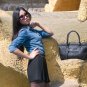 OUOVO Smile Black Genuine Cowhide Leather Women's Handbag,shoulder bags HDL052