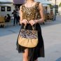 OUOVO Leopard Style Genuine Cowhide Leather Women's Handbag HDW073