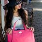 Rose Red Genuine cowhide leather OUOVO-HDC014 tote, shoulder bag, handbags