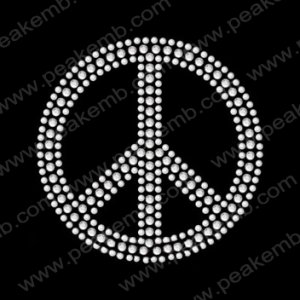 Peace Iron on Rhinestone Transfer