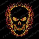 Skull with Fire Rhinestone Transfer Motif