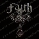 Faith Cross Iron On Rhinestone Transfers