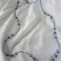 Vintage gold tone bugle bead necklace crystal faucet beads blue beads 1/20 14Kgf