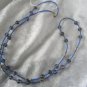 Vintage gold tone bugle bead necklace crystal faucet beads blue beads 1/20 14Kgf