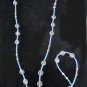 Vintage gold tone bugle bead necklace crystal faucet beads blue beads 1/20 14Kgf