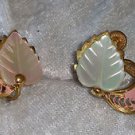 Vintage pink earrings leaf made of mother of pearl screw back stunning ME