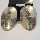Snake sterling silver marcasite pierced earrings vintage 80’s 9.25 dome pierce