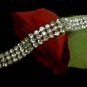 Rhinestone crystal bracelet vintage three rows wedding prom Signed Czechoslovaki
