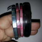 Lot of bangle bracelets pink blue black rust vintage silver tone  shell