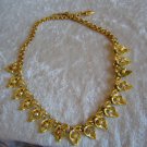 Vintage gold tone necklace faux pearl Aurora Borealis rhinestones Acorn leaf