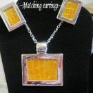 springtime summer alligator snake yellow art deco necklace w pierced earring