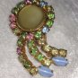 Vintage moon stone multi color rhinestones beautiful pin brooch