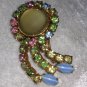 Vintage moon stone multi color rhinestones beautiful pin brooch