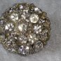 Vintage pin brooch Button clear cluster rhinestone pin some yellowing a bit