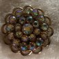 Vintage pin brooch Button clear cluster rhinestone pin some yellowing a bit