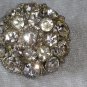 Vintage pin brooch Button clear cluster rhinestone pin some yellowing a bit