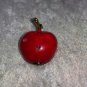 Red Apple gold leaf enamel worm hole LOL cute vintage pin brooch Teacher