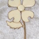 Vintage pin brooch flower white enamel work very 1960’s Very Mod
