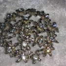 vintage pin brooch  silver tone flowers clear rhinestones cute different