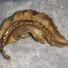 Gold tone flower bud vintage pin brooch different leaf curly