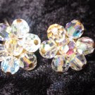 Aurora borealis glass crystal clip on earrings vintage how they sparkle
