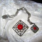 Vintage two Sarah Coventy item 1 pin Pendent 1 pendent deep red plastic center