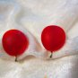 Vintage red oval plastic earring clipon divine 1960's reminds me of a lollypop